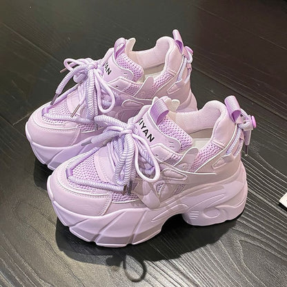 Platform Panel Mesh Hidden Wedge Sneakers