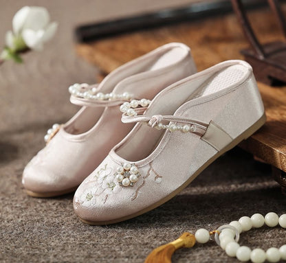 Wedge-Heel Mules Beaded