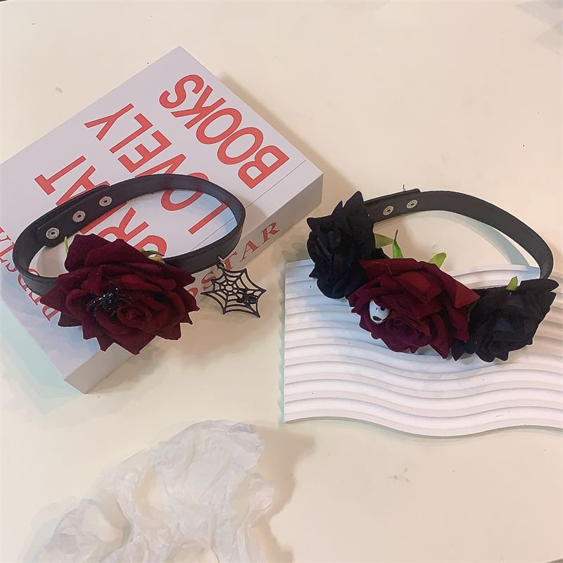 Halloween Rose Fabric Choker (Various Designs)