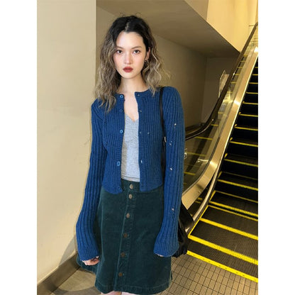 Ribbed Distressed Cardigan
