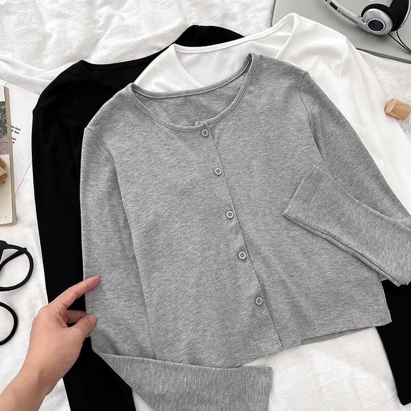 Padded Crop Camisole & Crew Neck Cardigan Set