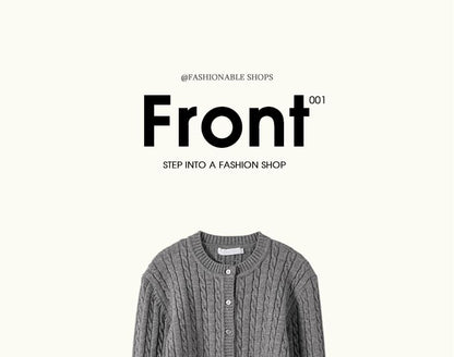 Round Neck Cable Knit Cardigan