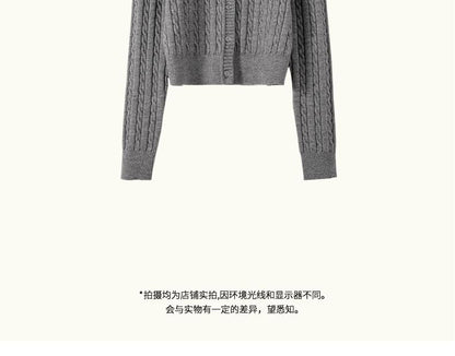 Round Neck Cable Knit Cardigan