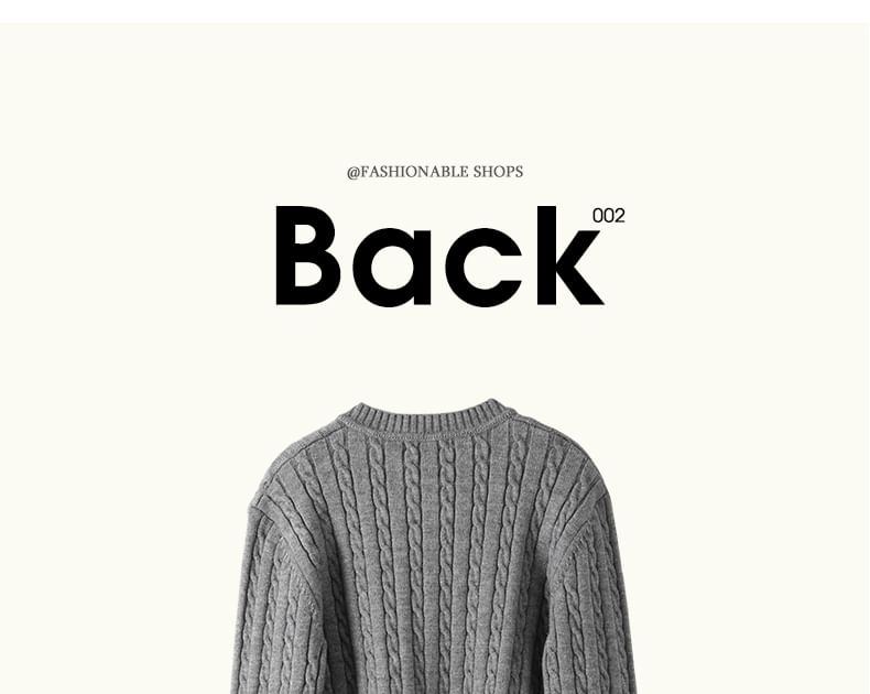 Round Neck Cable Knit Cardigan