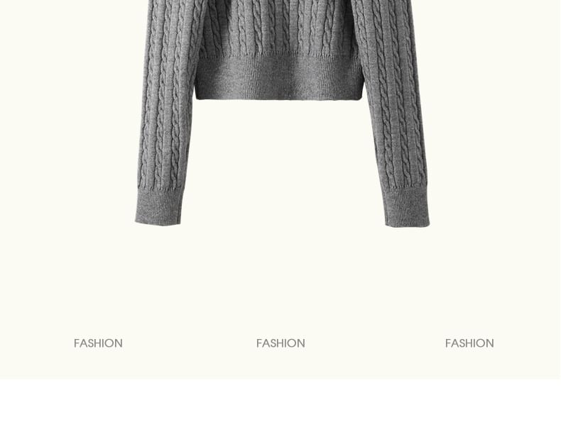 Round Neck Cable Knit Cardigan