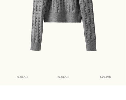 Round Neck Cable Knit Cardigan