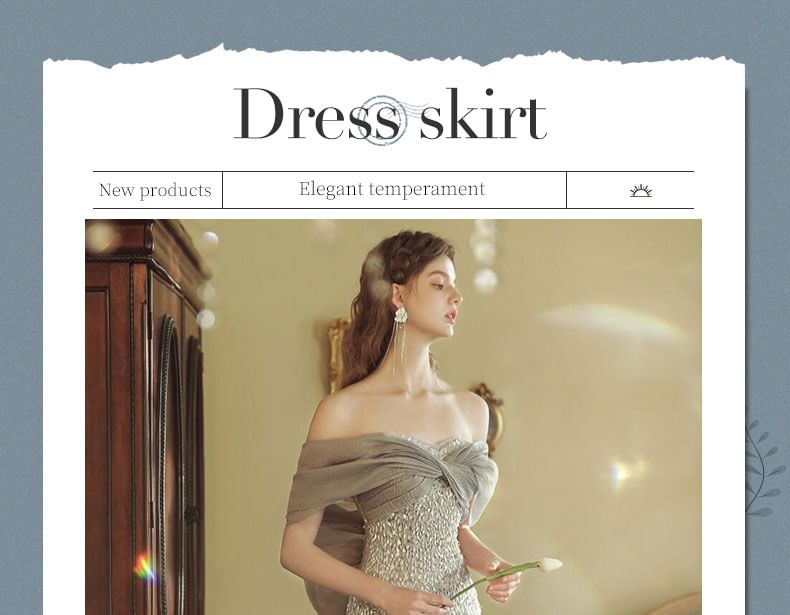 Evening Mermaid Sequin Off-Shoulder Gown