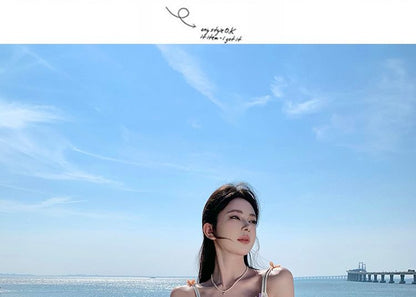 Spaghetti Strap Flower Accent Midi A-Line Dress