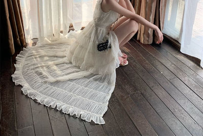 Sleeveless Plain Slit Button Maxi A-Line Dress