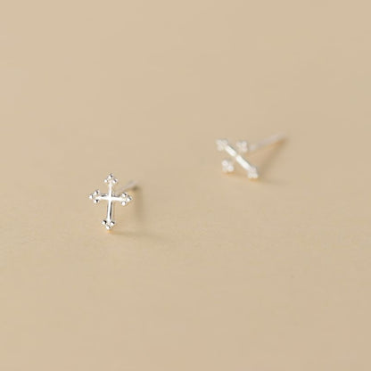 S999 Sterling Silver Cross Stud Earring