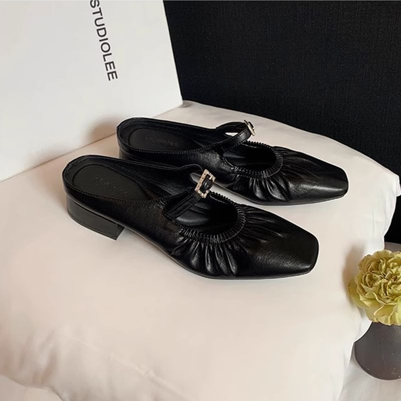 Square Mules Heel Low Toe