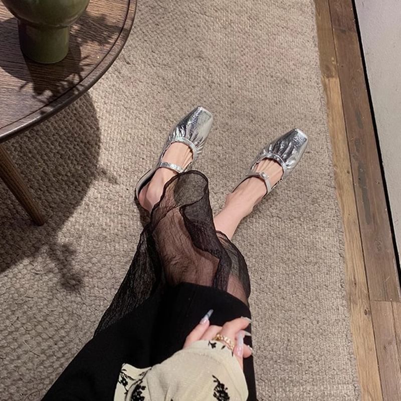 Square Mules Heel Low Toe