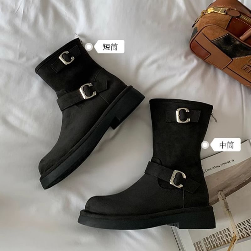 Boots Faux (Various Suede Buckled Designs)
