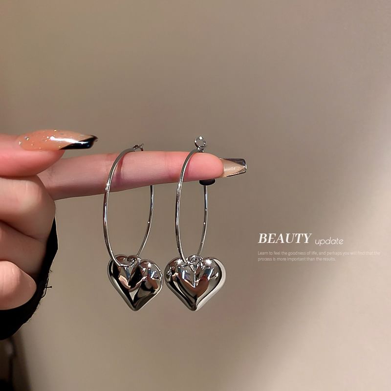 Heart Alloy Hoop Dangle Earring (Various Designs)