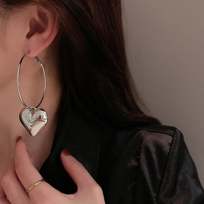Heart Alloy Hoop Dangle Earring (Various Designs)