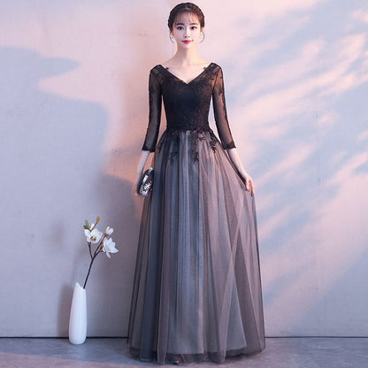 Gown V-Neck A-Line Evening Sleeveless Lace