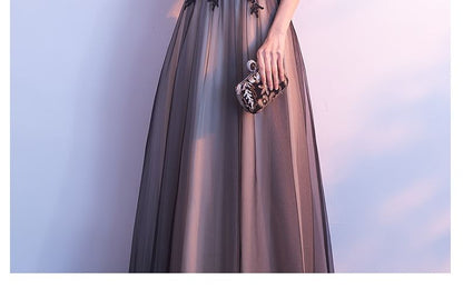 Gown V-Neck A-Line Evening Sleeveless Lace