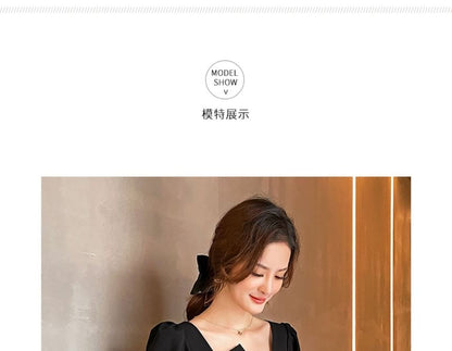 Short-Sleeve Plain Midi A-Line Cocktail Dress