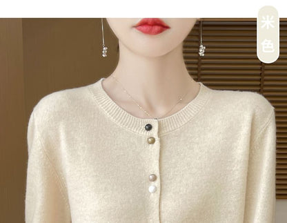 Round Neck Button Up Knit Cardigan