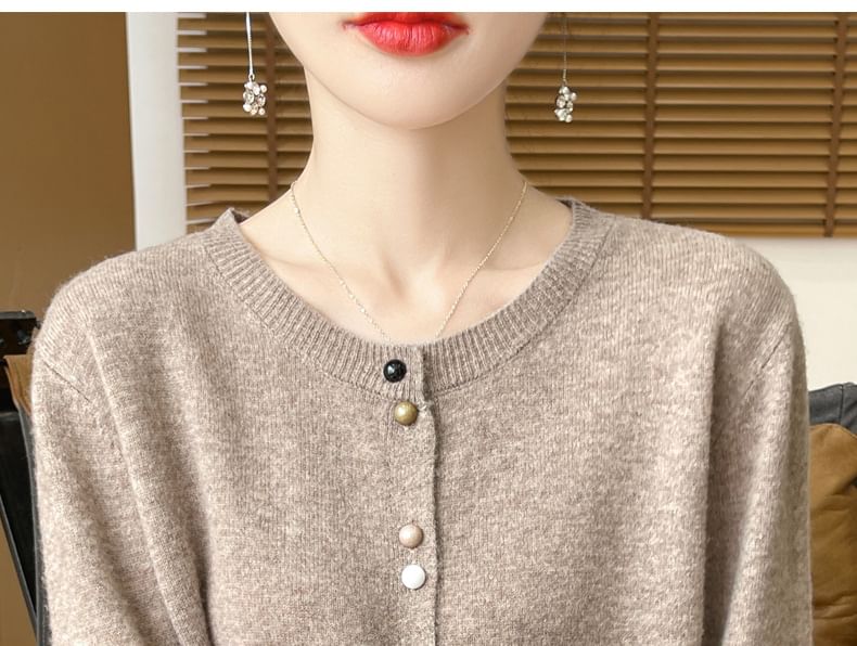 Round Neck Button Up Knit Cardigan