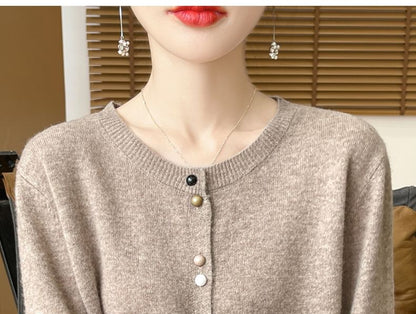Round Neck Button Up Knit Cardigan