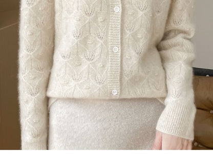 Long Sleeve Pointelle Cropped Cardigan
