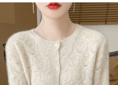 Long Sleeve Pointelle Cropped Cardigan