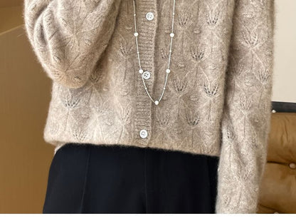 Long Sleeve Pointelle Cropped Cardigan