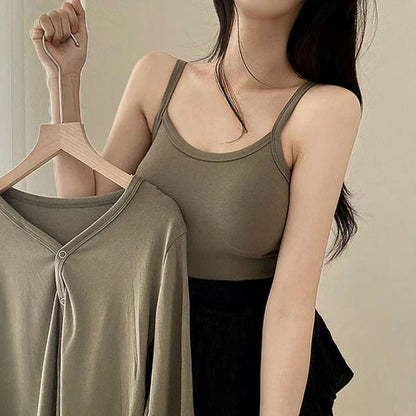 V-Neck Cardigan and Camisole Set