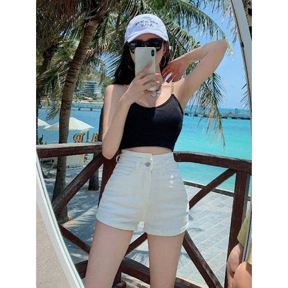 High Waist Denim Hot Pants
