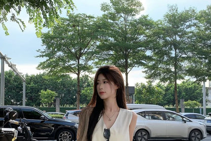 Sleeveless V-Neck Dress & Cardigan