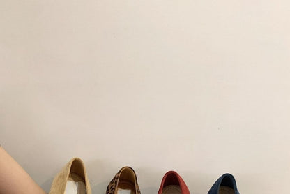 Square Toe T-Strap Faux Suede Flats