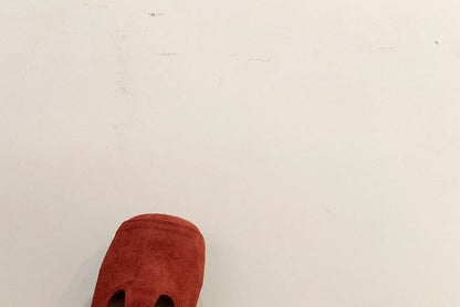 Square Toe T-Strap Faux Suede Flats