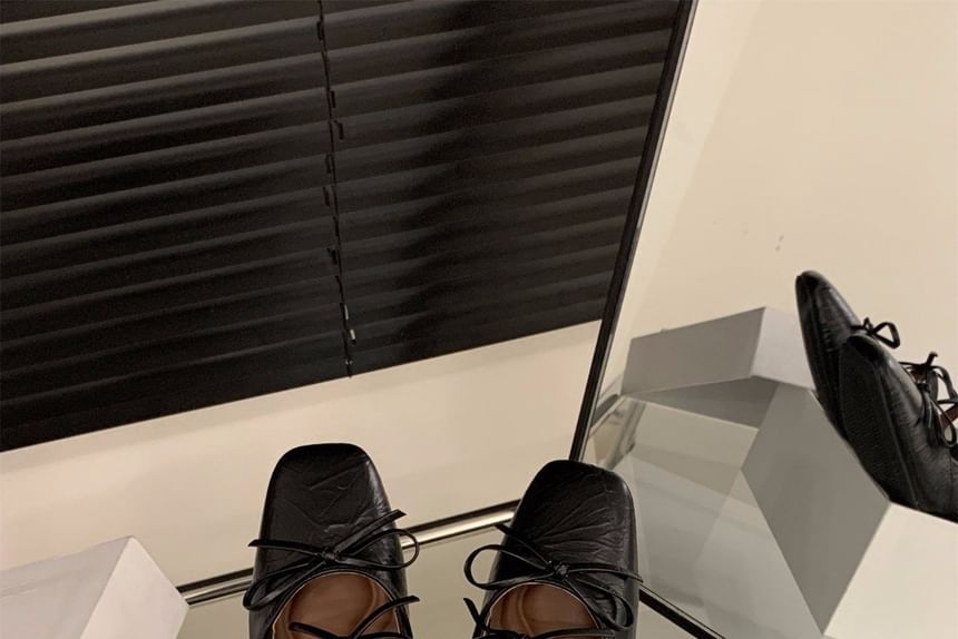 Square Toe Bow Block Heel Mary Jane Pumps