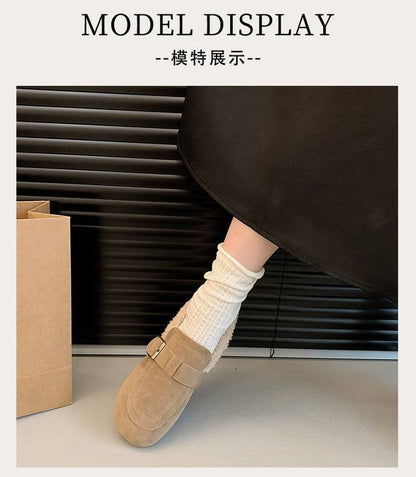 Fleece-Lined Buckled Loafers