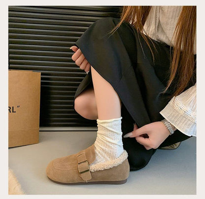 Fleece-Lined Buckled Loafers