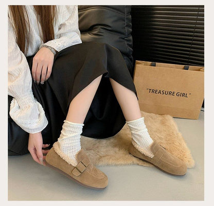 Fleece-Lined Buckled Loafers