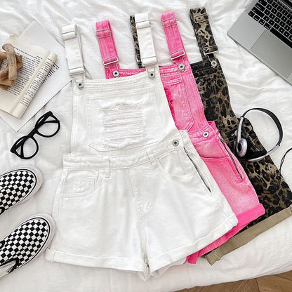 Distressed Denim Jumper Shorts