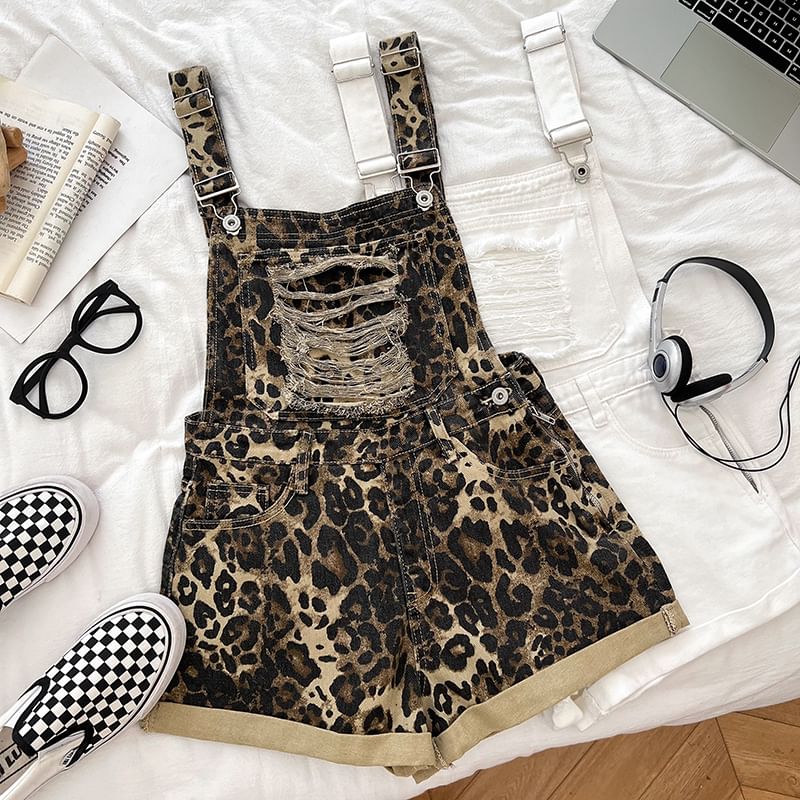 Distressed Denim Jumper Shorts