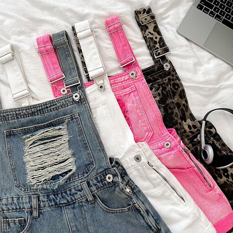 Distressed Denim Jumper Shorts
