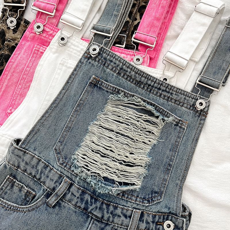 Distressed Denim Jumper Shorts