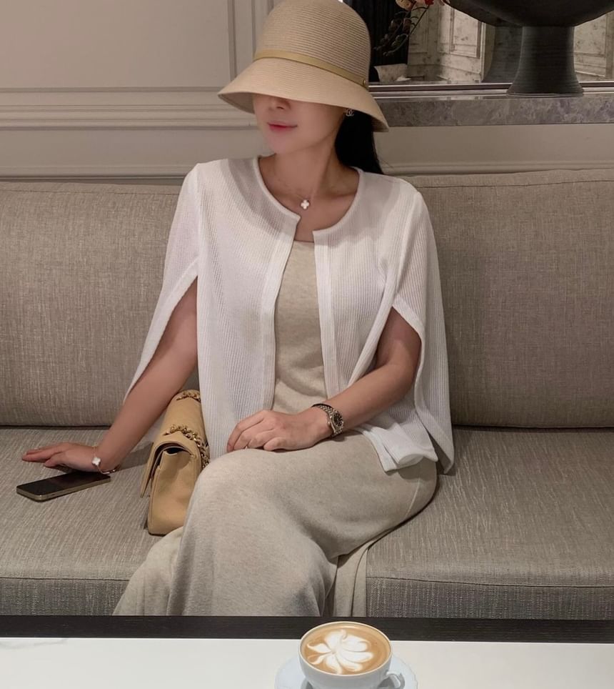 Cape-Sleeve Round Neck Cardigan