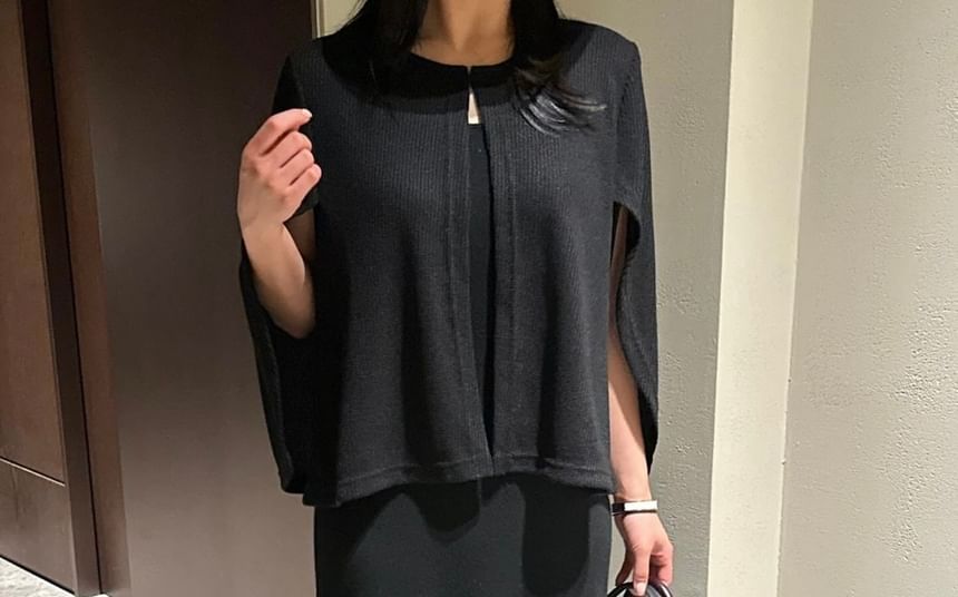 Cape-Sleeve Round Neck Cardigan