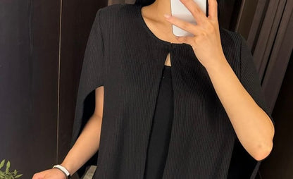 Cape-Sleeve Round Neck Cardigan
