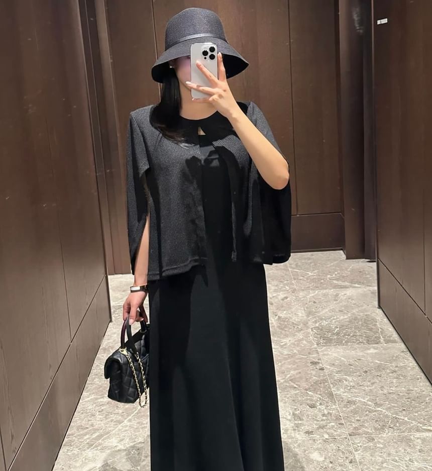 Cape-Sleeve Round Neck Cardigan