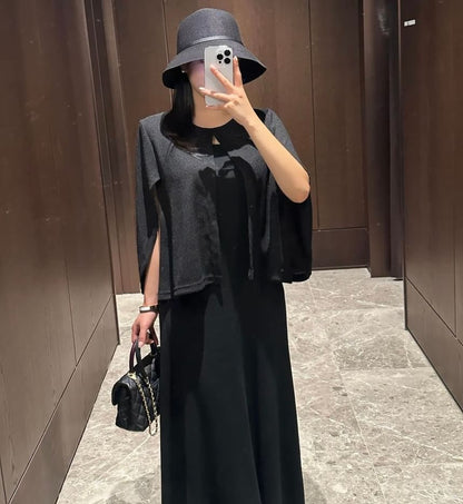 Cape-Sleeve Round Neck Cardigan