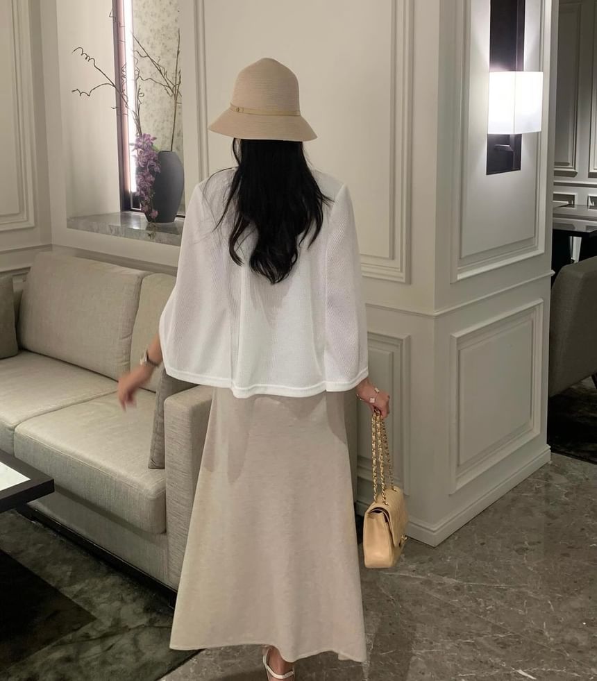 Cape-Sleeve Round Neck Cardigan