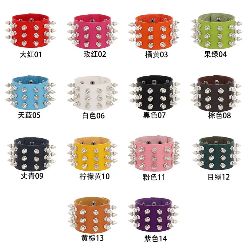 Studded Faux Leather Bracelet