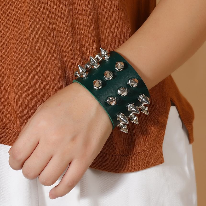 Studded Faux Leather Bracelet