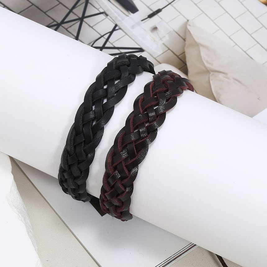 Woven Faux Leather Bracelet
